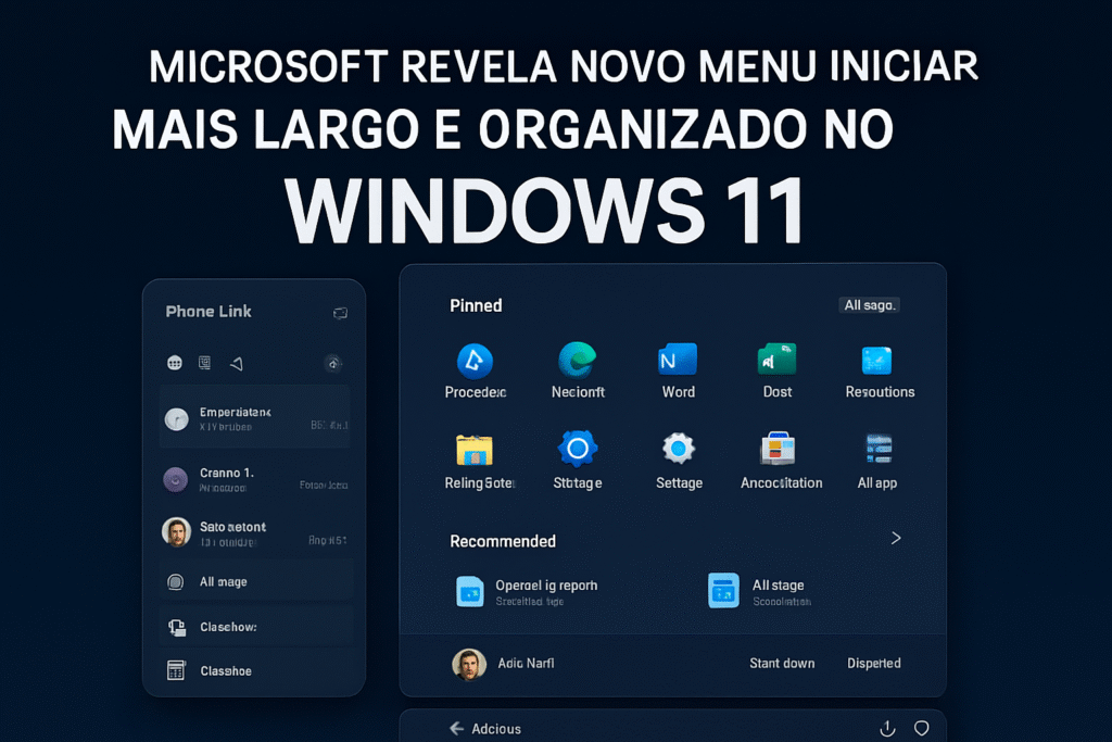 Menu Iniciar Windows 11: Novo Design, Mais Largo e Organizado
