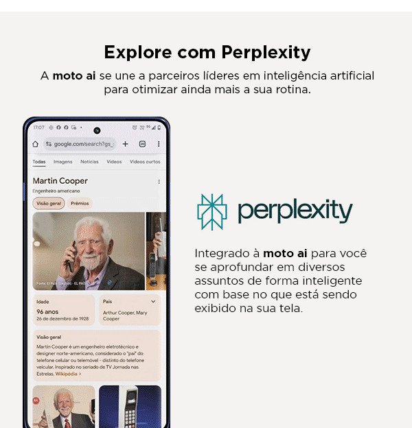 Motorola integra Perplexity AI: 3 meses grátis nos razr 60 e edge 60