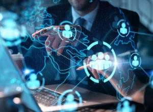 Ilustração de inteligência artificial aplicada ao relacionamento e cobrança de clientes